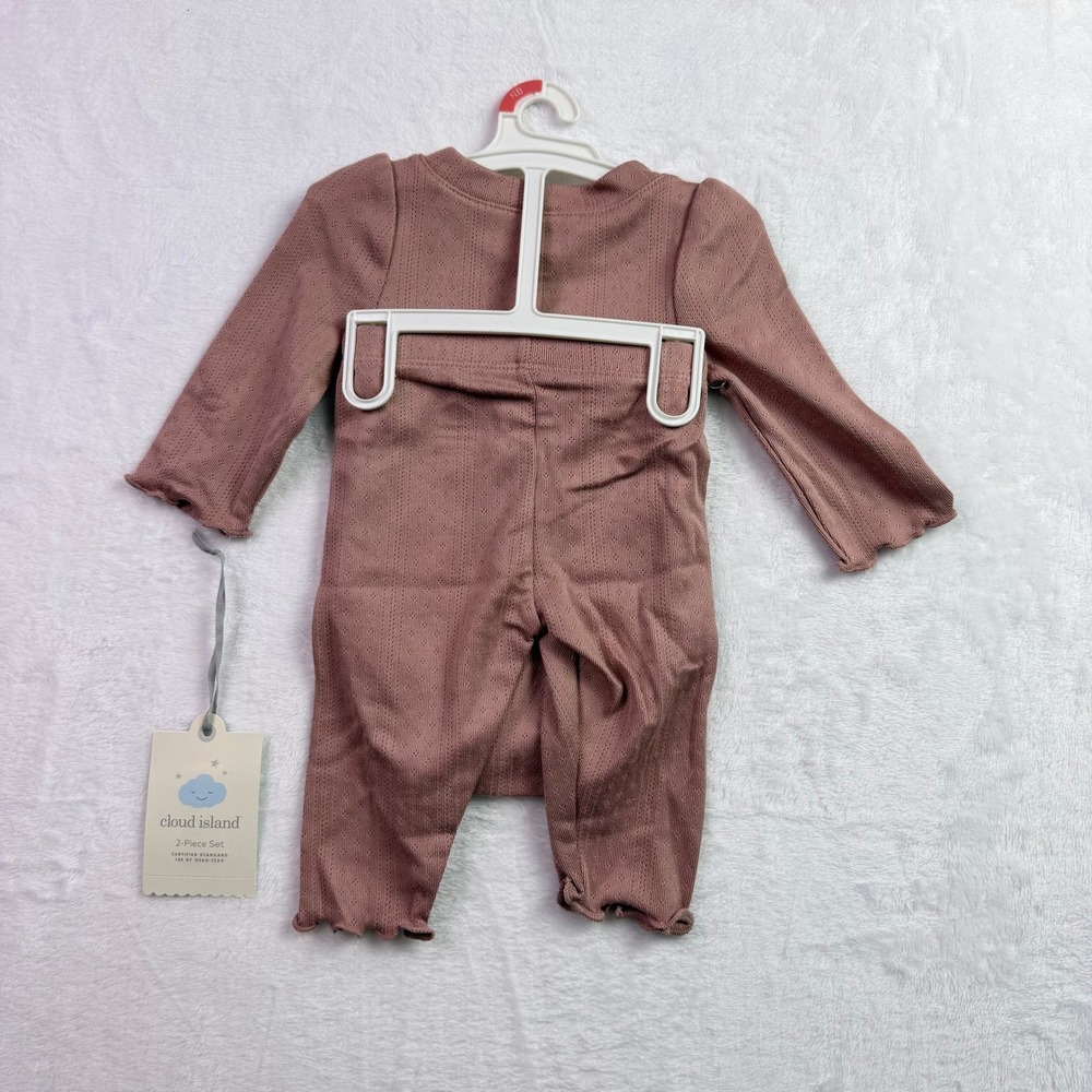 Cloud Island Pink Pointelle Bodysuit and Leggings 2pc Set Newborn 0M NWT - Picture 3 of 6